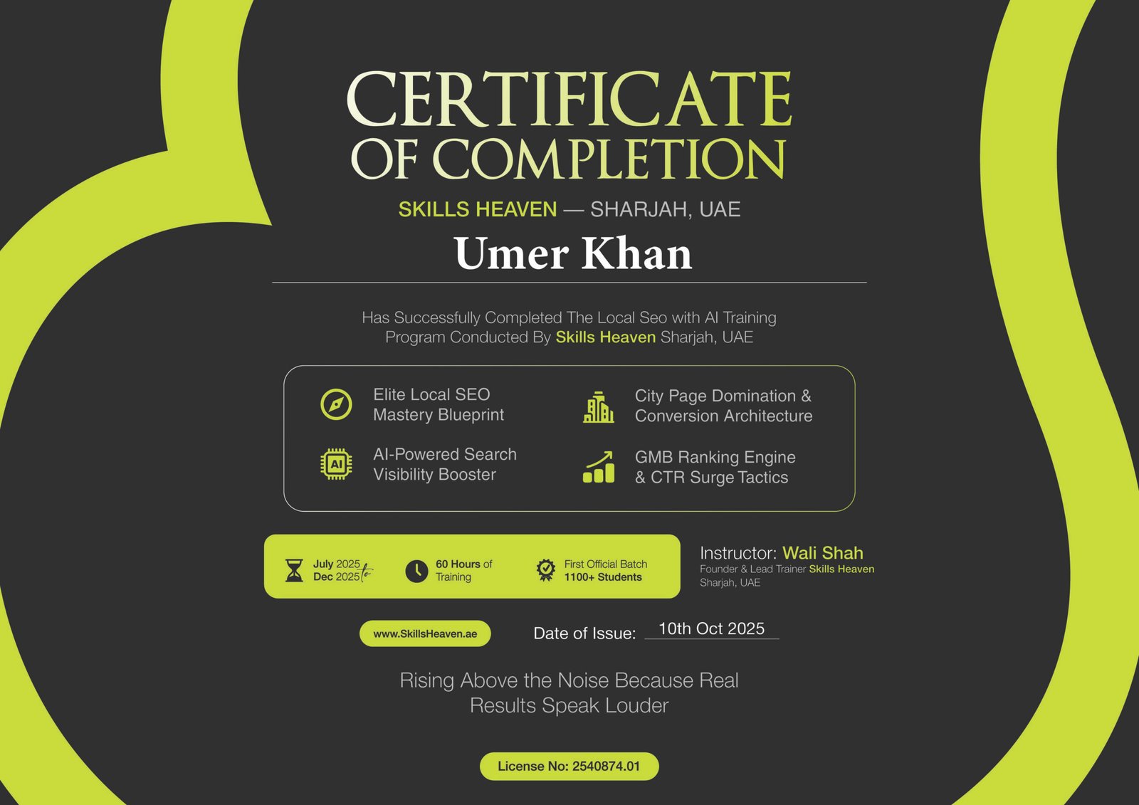 Umer Khan – Skill Heaven SEO Certificate
